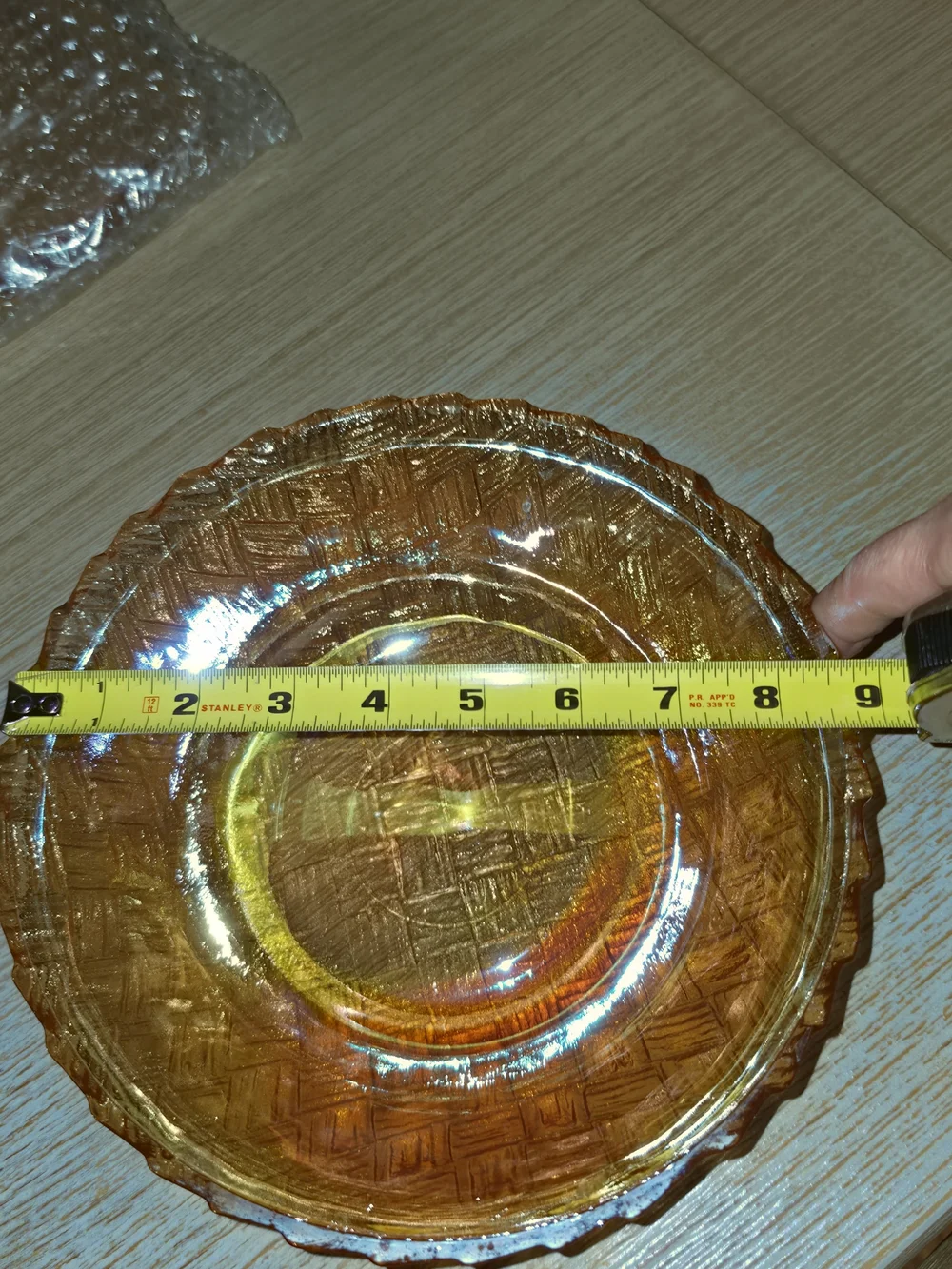 Amber Carnival Iridescent Glass Decorative Bowl - Home Art
